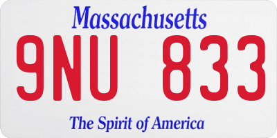 MA license plate 9NU833
