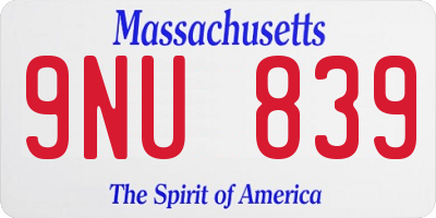 MA license plate 9NU839