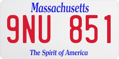 MA license plate 9NU851