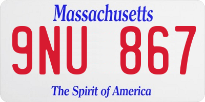 MA license plate 9NU867
