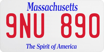 MA license plate 9NU890
