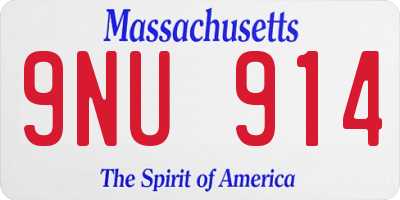 MA license plate 9NU914