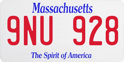 MA license plate 9NU928
