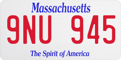 MA license plate 9NU945