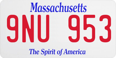 MA license plate 9NU953