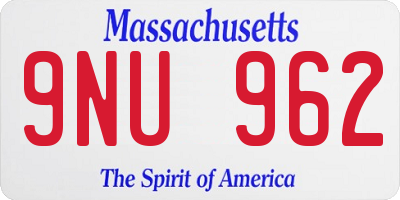 MA license plate 9NU962