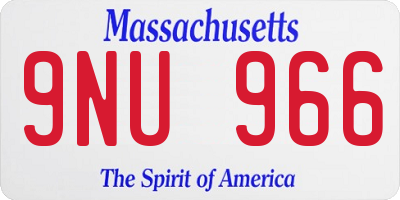 MA license plate 9NU966