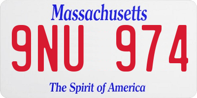 MA license plate 9NU974