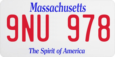 MA license plate 9NU978