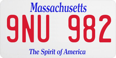 MA license plate 9NU982