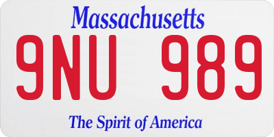 MA license plate 9NU989