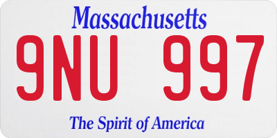 MA license plate 9NU997