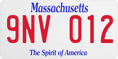 MA license plate 9NV012