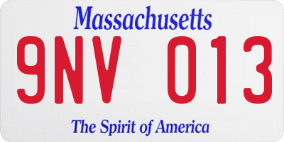 MA license plate 9NV013