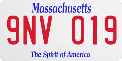 MA license plate 9NV019