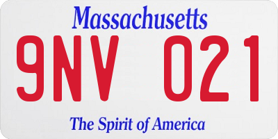 MA license plate 9NV021