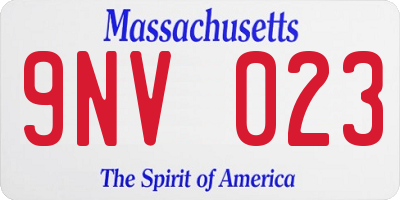 MA license plate 9NV023