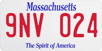 MA license plate 9NV024