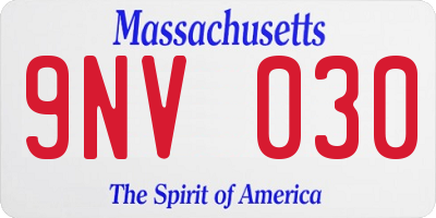MA license plate 9NV030
