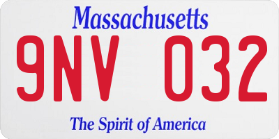 MA license plate 9NV032