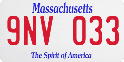 MA license plate 9NV033