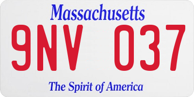 MA license plate 9NV037
