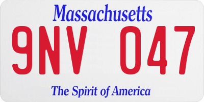 MA license plate 9NV047