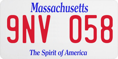 MA license plate 9NV058