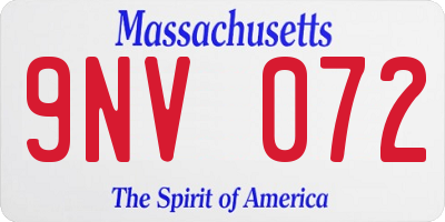 MA license plate 9NV072
