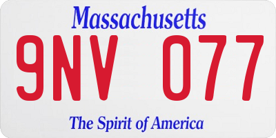 MA license plate 9NV077