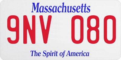 MA license plate 9NV080