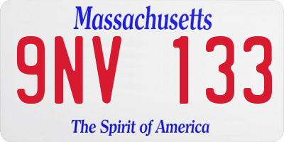 MA license plate 9NV133