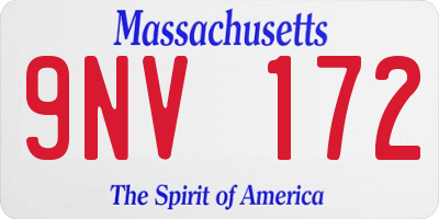 MA license plate 9NV172
