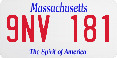 MA license plate 9NV181