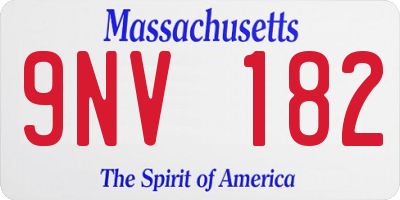 MA license plate 9NV182