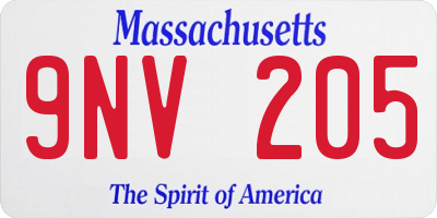 MA license plate 9NV205