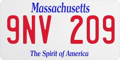 MA license plate 9NV209