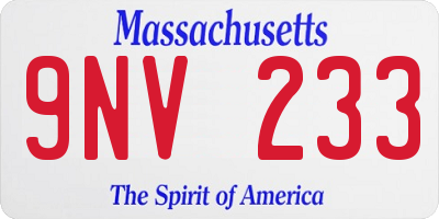 MA license plate 9NV233