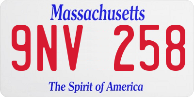 MA license plate 9NV258