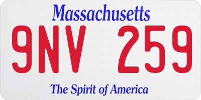 MA license plate 9NV259