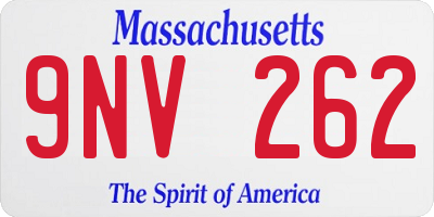 MA license plate 9NV262