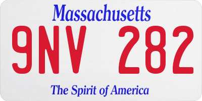 MA license plate 9NV282