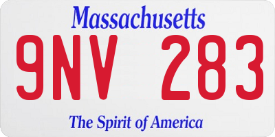 MA license plate 9NV283