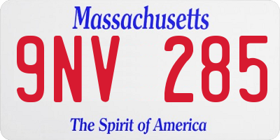 MA license plate 9NV285