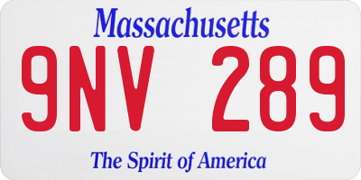 MA license plate 9NV289