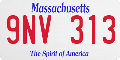 MA license plate 9NV313