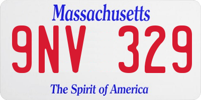 MA license plate 9NV329