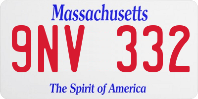 MA license plate 9NV332