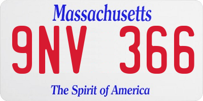 MA license plate 9NV366