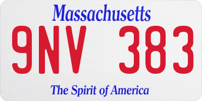 MA license plate 9NV383